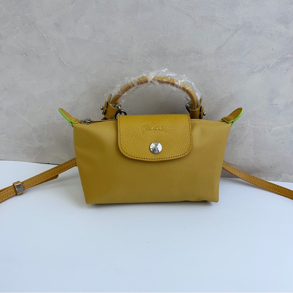 Longchamp Mini Top-Handle Crossbody Bag in Mustard Yellow